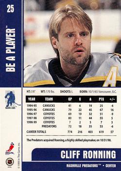 1999-00 Be a Player Memorabilia #25 Cliff Ronning Back