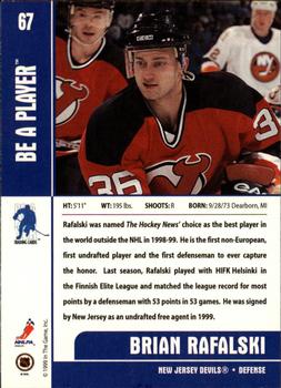1999-00 Be a Player Memorabilia #67 Brian Rafalski Back