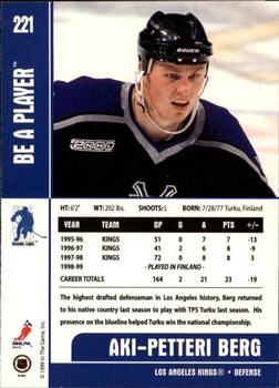 1999-00 Be a Player Memorabilia #221 Aki-Petteri Berg Back