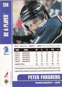 1999-00 Be a Player Memorabilia #259 Peter Forsberg Back