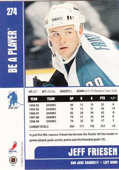 1999-00 Be a Player Memorabilia #274 Jeff Friesen Back