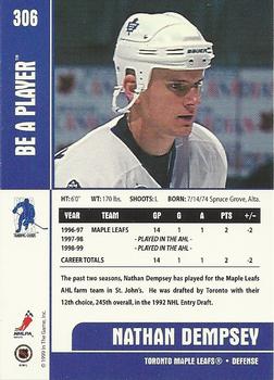 1999-00 Be a Player Memorabilia #306 Nathan Dempsey Back