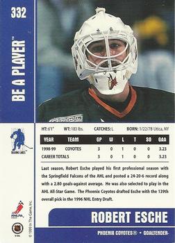 1999-00 Be a Player Memorabilia #332 Robert Esche Back