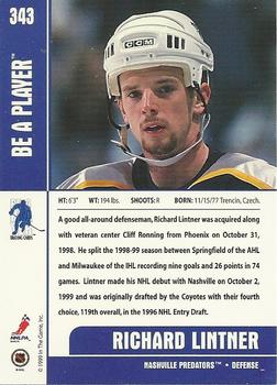 1999-00 Be a Player Memorabilia #343 Richard Lintner Back