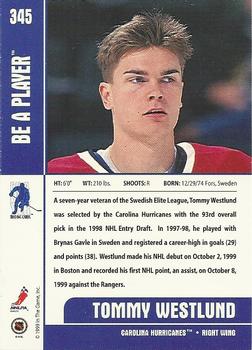 1999-00 Be a Player Memorabilia #345 Tommy Westlund Back