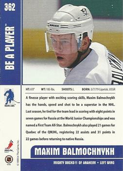 1999-00 Be a Player Memorabilia #362 Maxim Balmochnykh Back