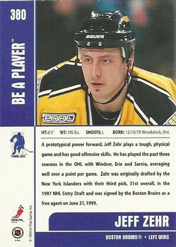 1999-00 Be a Player Memorabilia #380 Jeff Zehr Back