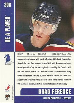 1999-00 Be a Player Memorabilia #398 Brad Ference Back