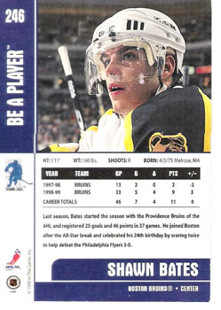 1999-00 Be a Player Memorabilia #246 Shawn Bates Back