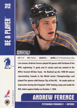 1999-00 Be a Player Memorabilia #312 Andrew Ference Back