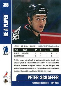 1999-00 Be a Player Memorabilia #355 Peter Schaefer Back
