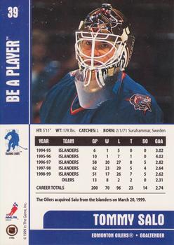 1999-00 Be a Player Memorabilia #39 Tommy Salo Back