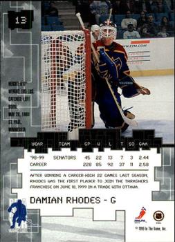 1999-00 Be a Player Millennium Signature Series #13 Damian Rhodes Back