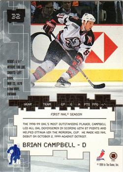 1999-00 Be a Player Millennium Signature Series #32 Brian Campbell Back