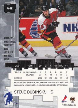 1999-00 Be a Player Millennium Signature Series #45 Steve Dubinsky Back