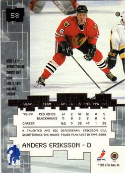 1999-00 Be a Player Millennium Signature Series #58 Anders Eriksson Back