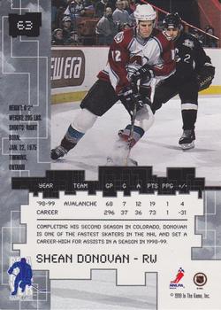 1999-00 Be a Player Millennium Signature Series #63 Shean Donovan Back