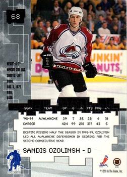 1999-00 Be a Player Millennium Signature Series #68 Sandis Ozolinsh Back