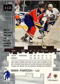 1999-00 Be a Player Millennium Signature Series #113 Mark Parrish Back