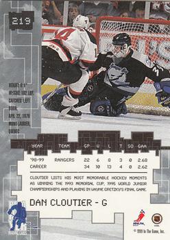 1999-00 Be a Player Millennium Signature Series #219 Dan Cloutier Back