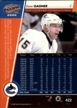 1999-00 Pacific #422 Dave Gagner Back