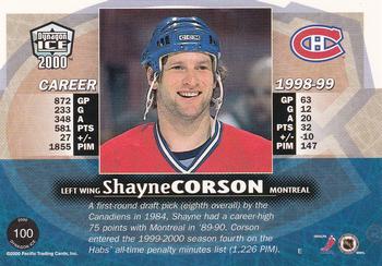 1999-00 Pacific Dynagon Ice #100 Shayne Corson Back