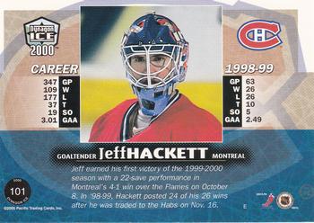 1999-00 Pacific Dynagon Ice #101 Jeff Hackett Back