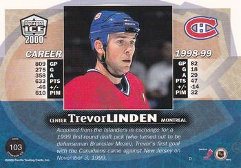 1999-00 Pacific Dynagon Ice #103 Trevor Linden Back