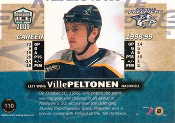 1999-00 Pacific Dynagon Ice #110 Ville Peltonen Back