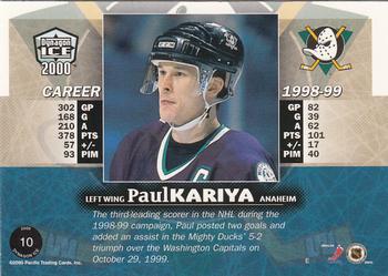 1999-00 Pacific Dynagon Ice #10 Paul Kariya Back