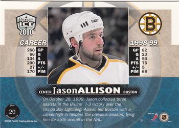 1999-00 Pacific Dynagon Ice #20 Jason Allison Back