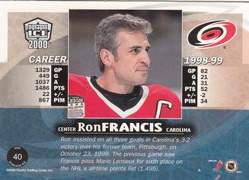 1999-00 Pacific Dynagon Ice #40 Ron Francis Back