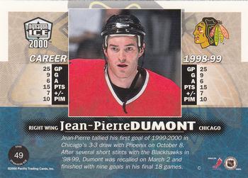 1999-00 Pacific Dynagon Ice #49 Jean-Pierre Dumont Back