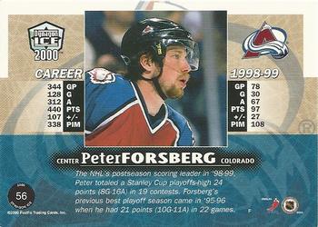 1999-00 Pacific Dynagon Ice #56 Peter Forsberg Back