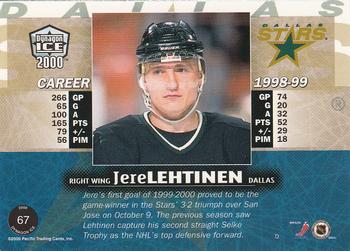 1999-00 Pacific Dynagon Ice #67 Jere Lehtinen Back