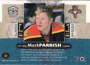 1999-00 Pacific Dynagon Ice #92 Mark Parrish Back