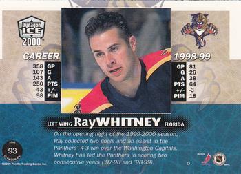 1999-00 Pacific Dynagon Ice #93 Ray Whitney Back