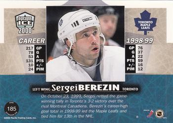 1999-00 Pacific Dynagon Ice #185 Sergei Berezin Back