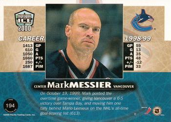 1999-00 Pacific Dynagon Ice #194 Mark Messier Back