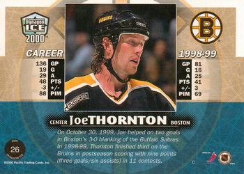 1999-00 Pacific Dynagon Ice #26 Joe Thornton Back