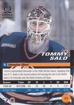 1999-00 Pacific Omega #93 Tommy Salo Back