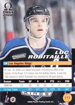 1999-00 Pacific Omega #111 Luc Robitaille Back