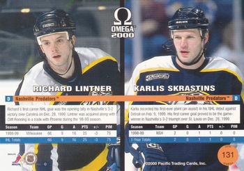 1999-00 Pacific Omega #131 Richard Lintner / Karlis Skrastins Back