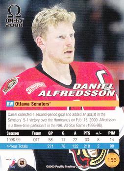 1999-00 Pacific Omega #156 Daniel Alfredsson Back