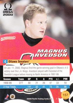1999-00 Pacific Omega #157 Magnus Arvedson Back