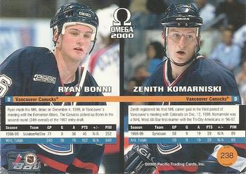 1999-00 Pacific Omega #238 Ryan Bonni / Zenith Komarniski Back