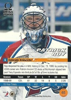 1999-00 Pacific Omega #65 Patrick Roy Back