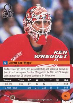 1999-00 Pacific Omega #87 Ken Wregget Back