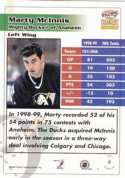 1999-00 Pacific Paramount #4 Marty McInnis Back
