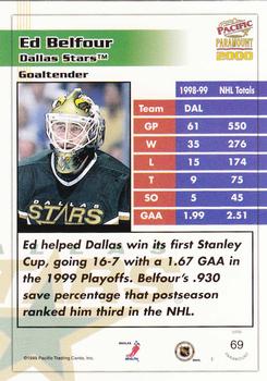1999-00 Pacific Paramount #69 Ed Belfour Back